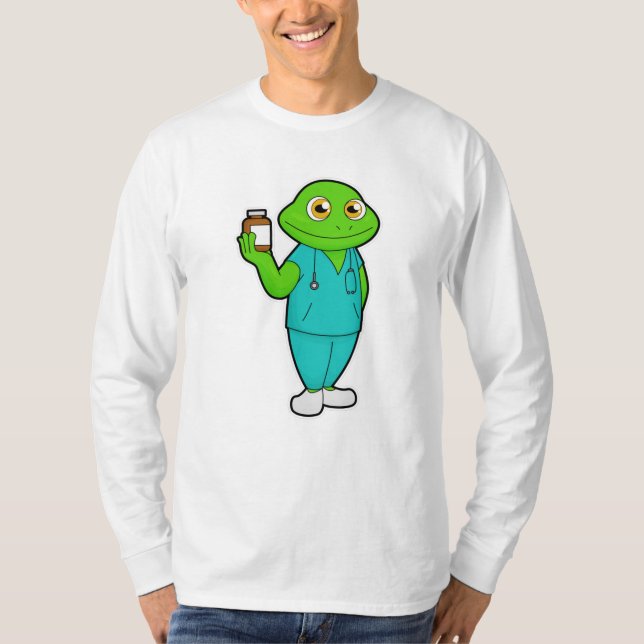 T-shirt La grenouille en tant qu'infirmière en médecine et (Devant)