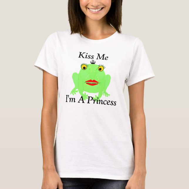 T-shirt La grenouille verte m'embrasse Je suis une princes (Devant)