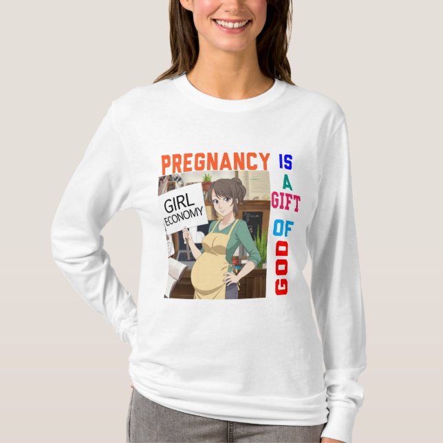 T-shirt La grossesse est un don de dieu. (Devant)