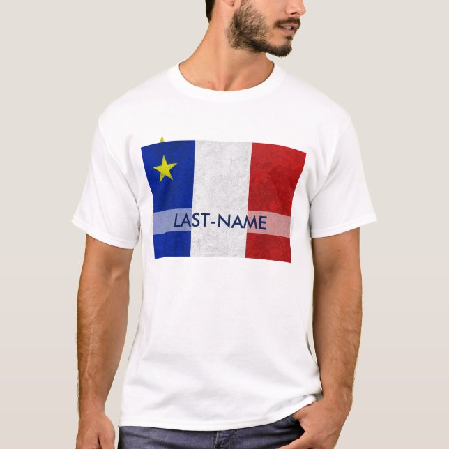 T-shirt La grunge affligée par nom de famille acadien de (Devant)