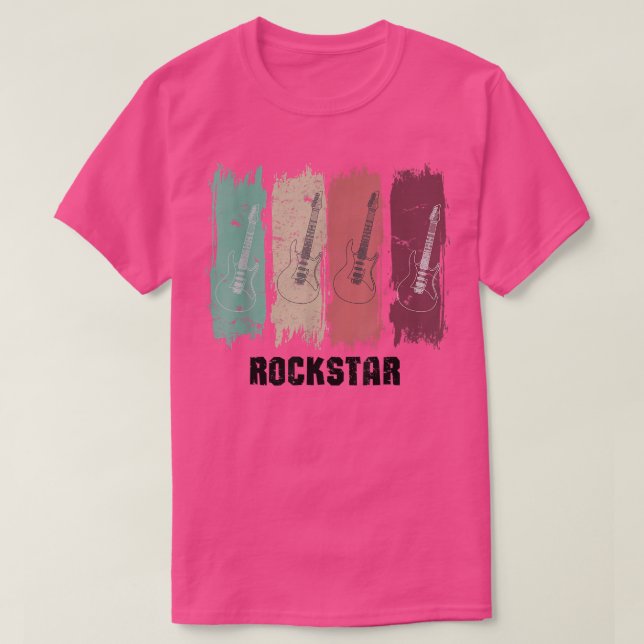T-shirt La guitare rock star laisse le rock rétro instrume (Design devant)