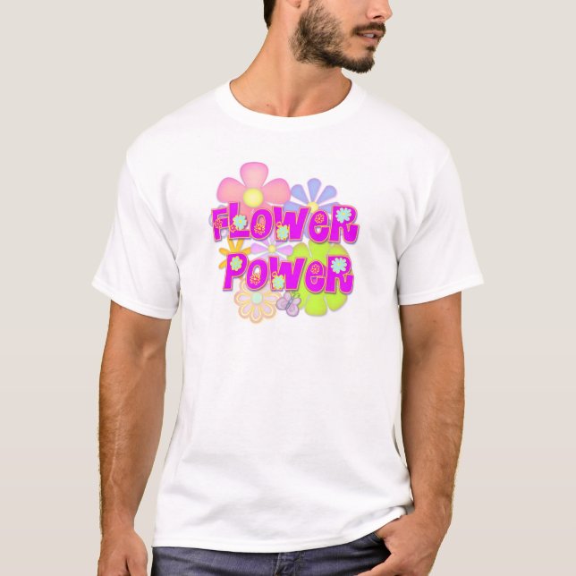 T-shirt La hippie de flower power fleurit S M L XL 1X 2X (Devant)