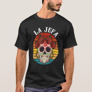 T-shirt La Jefa Crâne à sucre Mexicaine Dia De Los Muertos