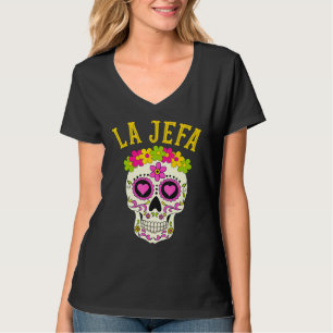 T-shirt La Jefa Crâne de Sucre Dia De Los Muertos Vêtement