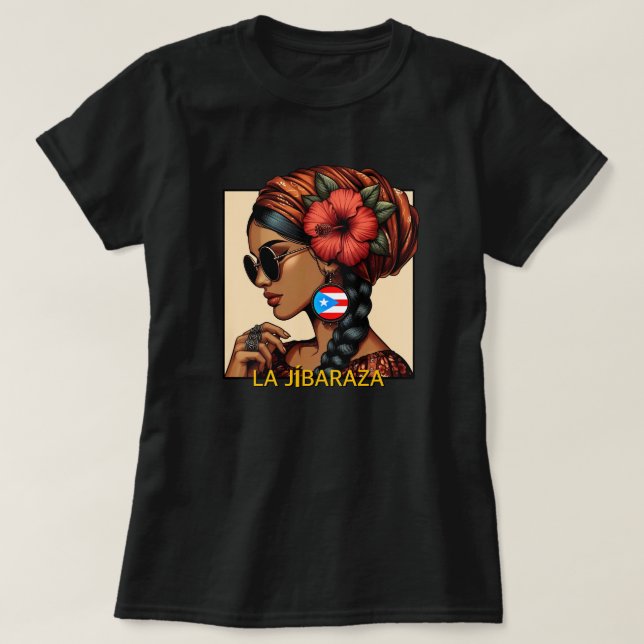 T-shirt La Jibaraza 2 – Puerto Rican Jíbara • Boricua (Design devant)