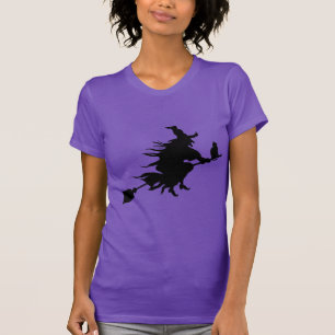 T-shirt La jolie sorcière noire d'Halloween violette