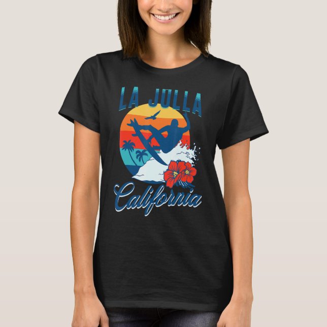 T-shirt La Jolla California Beach Surf Vacances été Vin (Devant)