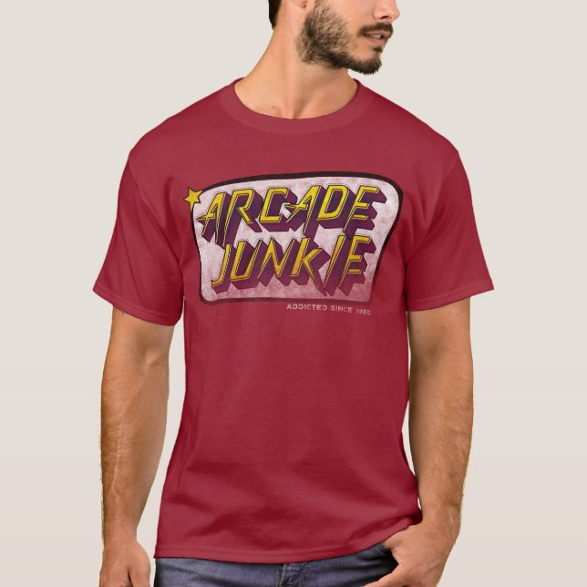 T-shirt La junkie d'Arcade. toxicomane depuis 1980 (Devant)