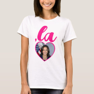 T-shirt ,la KAMALA photo cœur rose chaud démocrate texte