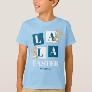 T-shirt La La Pâques Lapin Mignon Bleu Garçons