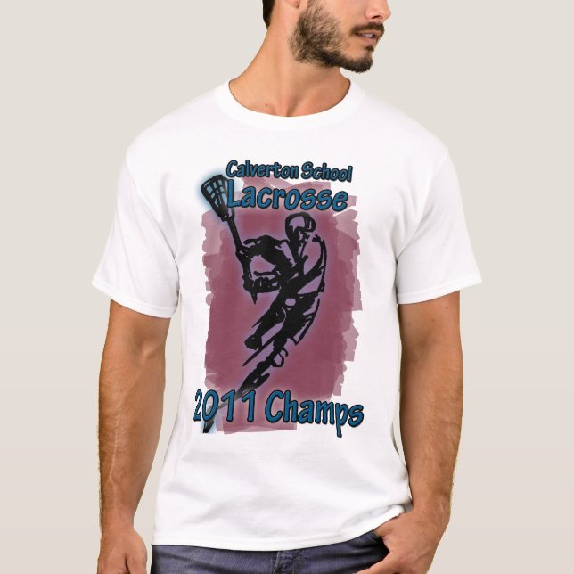 T-shirt La lacrosse d'école de Calverton mâche la pièce en (Devant)
