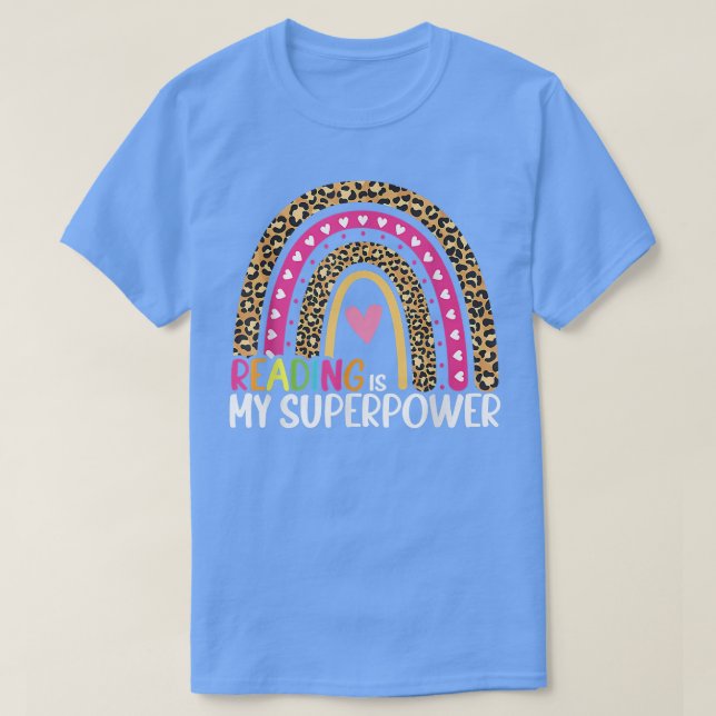 T-shirt La lecture est ma superpuissance Rainbow Library S (Design devant)