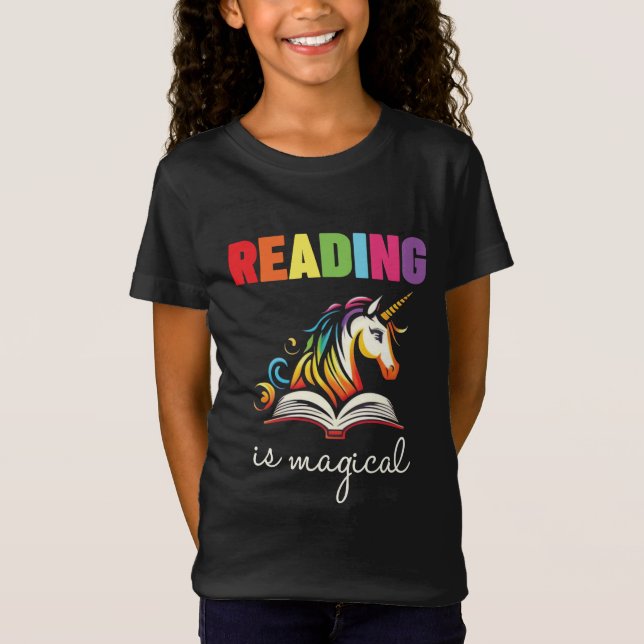 T-Shirt La lecture est Magique Rainbow Unicorn (Devant)