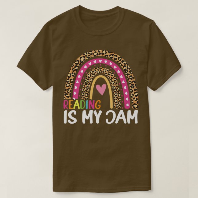 T-shirt La Lecture Est Mon Jam Leopard Arc-en-ciel, Louveu (Design devant)