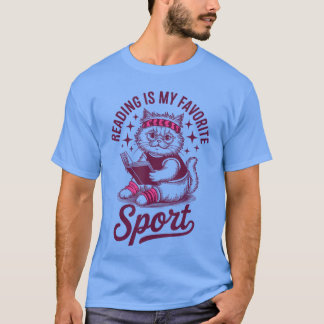 T-shirt La lecture est mon sport préféré Chat drôle et liv