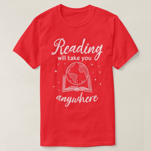 T-shirt La lecture vous emmènera partout Aventure Book Lov (Design devant)