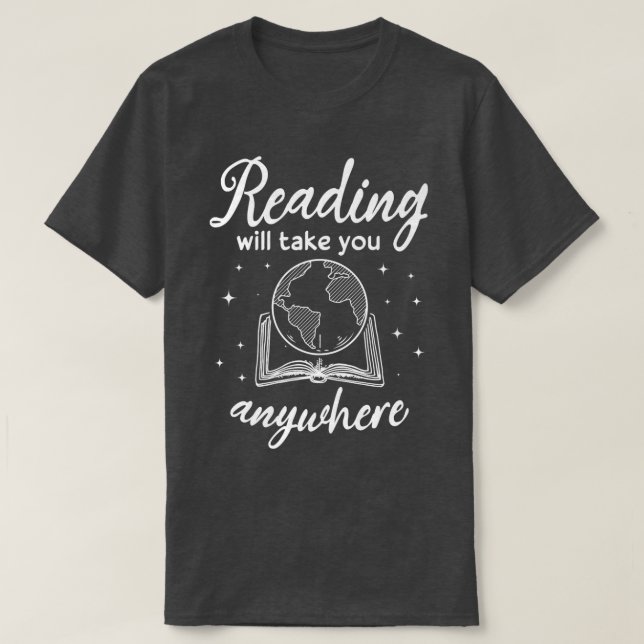 T-shirt La lecture vous emmènera partout Aventure Book Lov (Design devant)