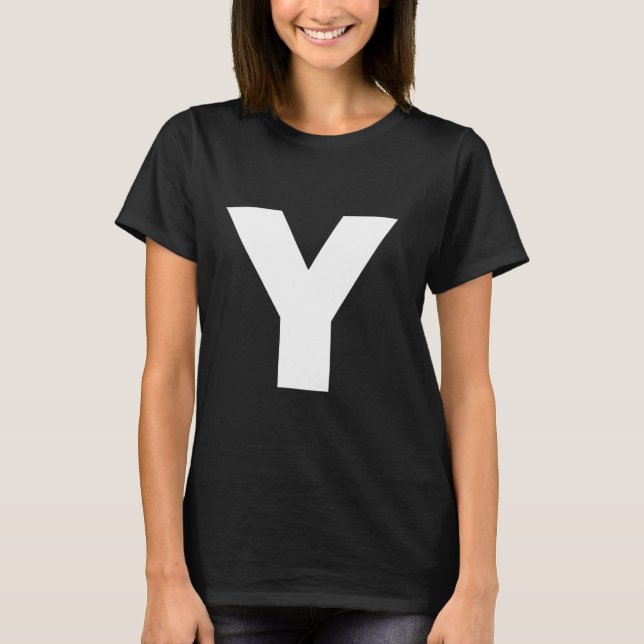 T-shirt La lettre Y majuscule texte blanc gras simple (Devant)