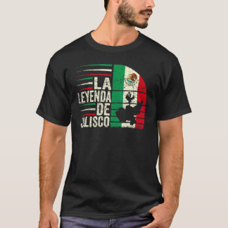 T-shirt La Leyenda De Jalisco Carte Drapeau Mexicain Vinta
