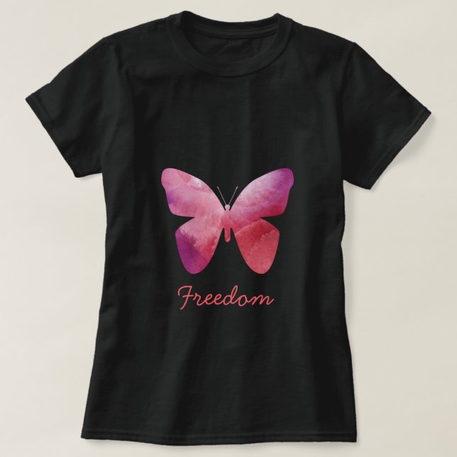 T-shirt La liberté des papillons roses fantasque (Design devant)