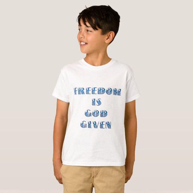 T-shirt La liberté est donnée par Dieu, bleu (Devant entier)