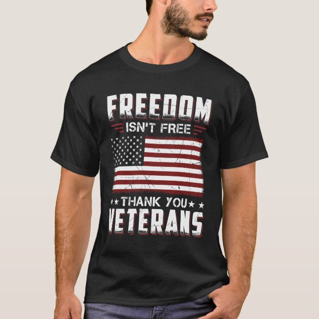 T-shirt La liberté n'est pas les vétérans libres de Merci (Devant)