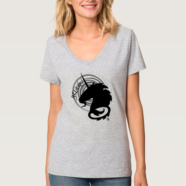 T-shirt La licorne de MinkMode "croient" la pièce en t (Devant)