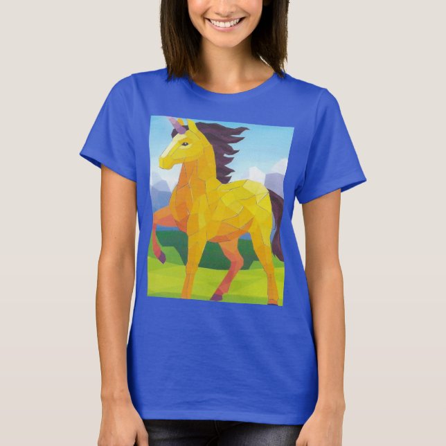 T-shirt la licorne mythe sur bleu (Devant)