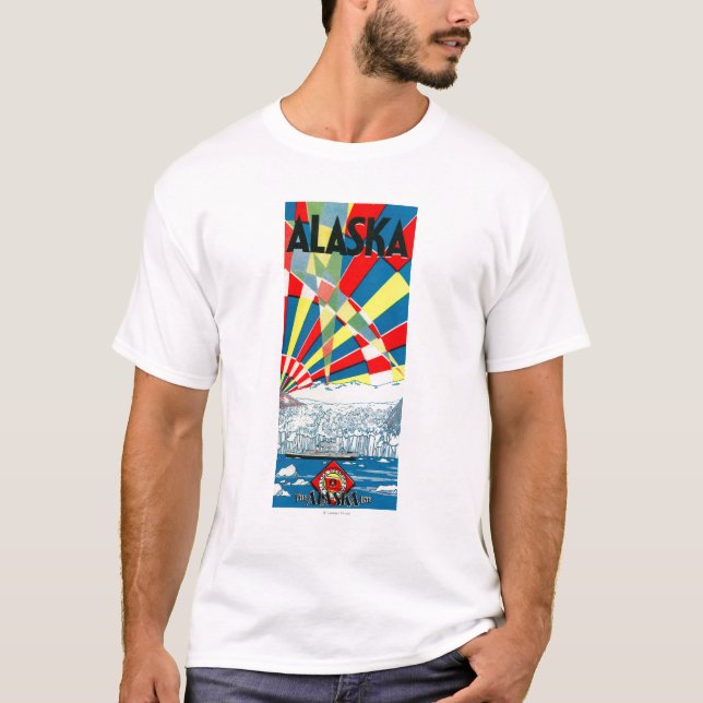 T-shirt La ligne affiche de l'Alaska de paquebot (Devant)