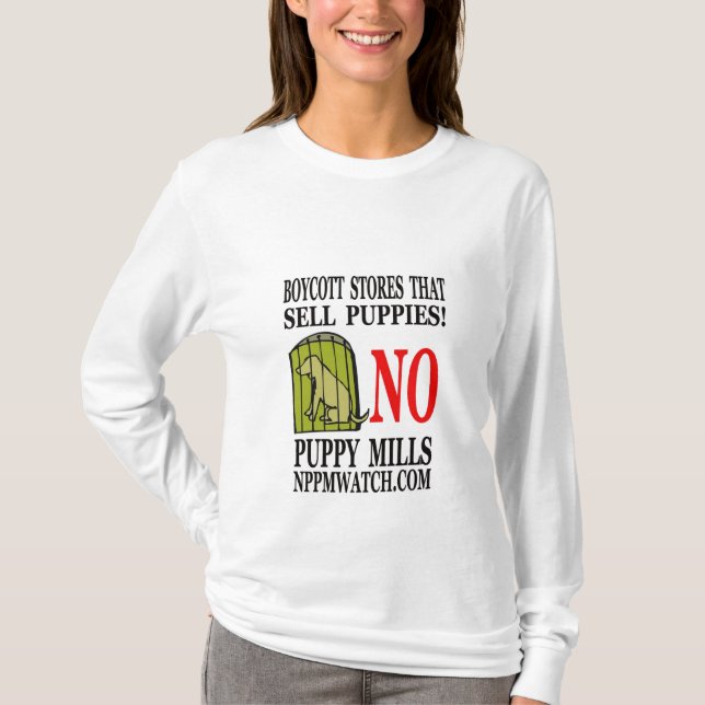 T-shirt La longue douille de dames aucun chiot fraise le (Devant)