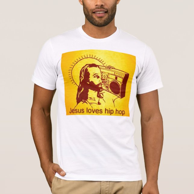 T-shirt La longue douille Jésus de dames aime hiphop (Devant)