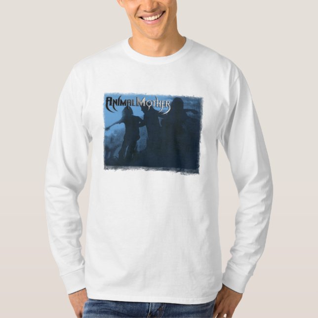 T-shirt La longue douille T blanc" avant bleu "Moshing des (Devant)