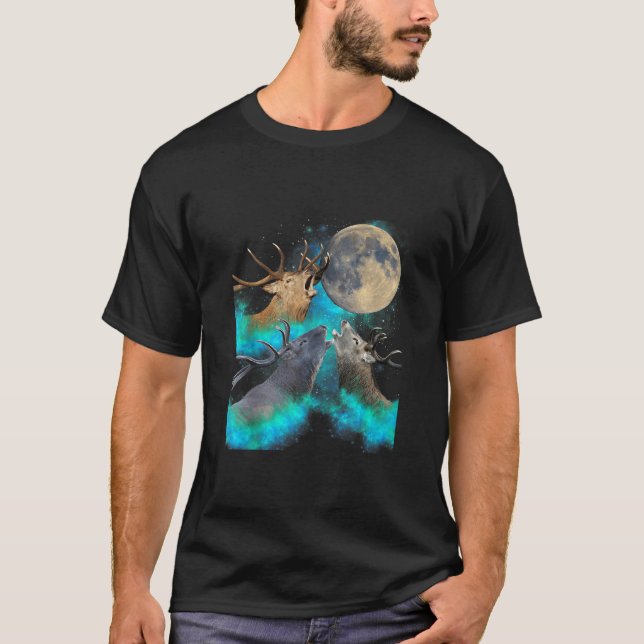 T-shirt La Lune De Trois Cerfs Qui Exhibe Drôle 3 Cerfs À  (Devant)