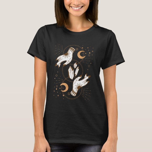 T-shirt La lune d'or cristaux cristaux henné tatouage main (Devant)