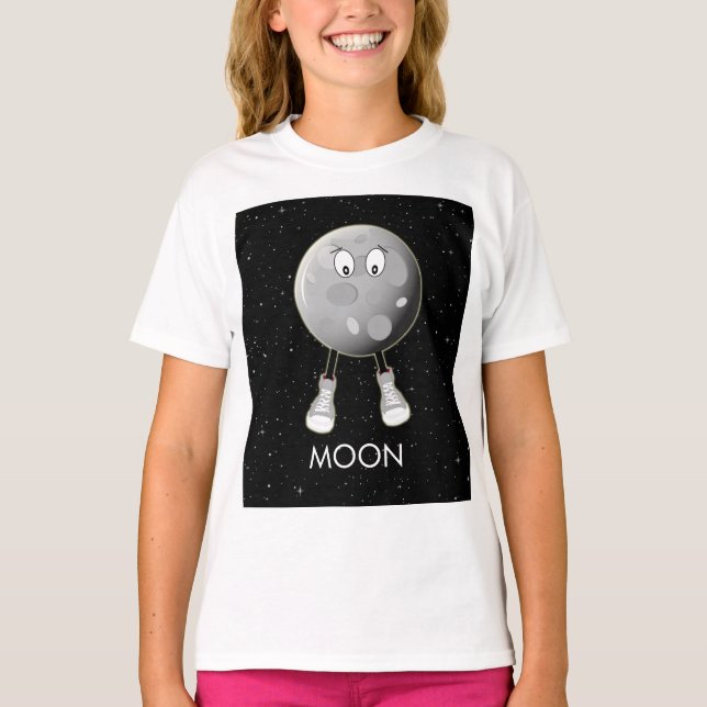 T-shirt La Lune et les étoiles dans l'espace (Devant)