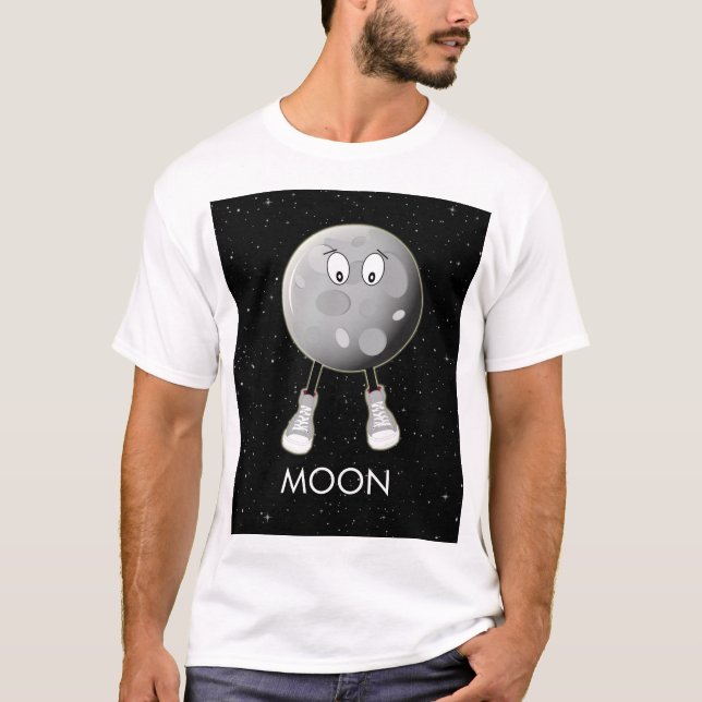 T-shirt La Lune et les étoiles dans l'espace (Devant)