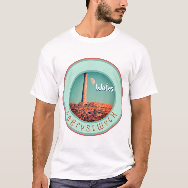 T-shirt La Lune et une tour : Aberystwyth, Pays de Galles (Devant)