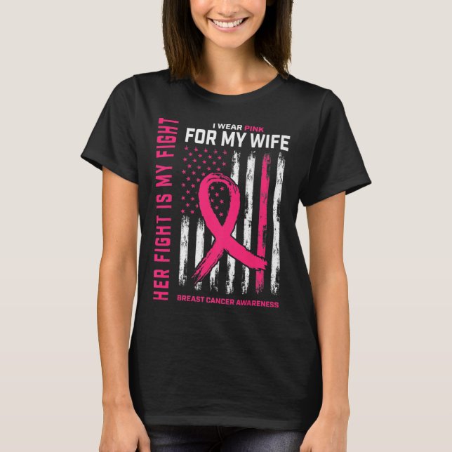 T-shirt La lutte est ma lutte Je porte rose femme cancer d (Devant)