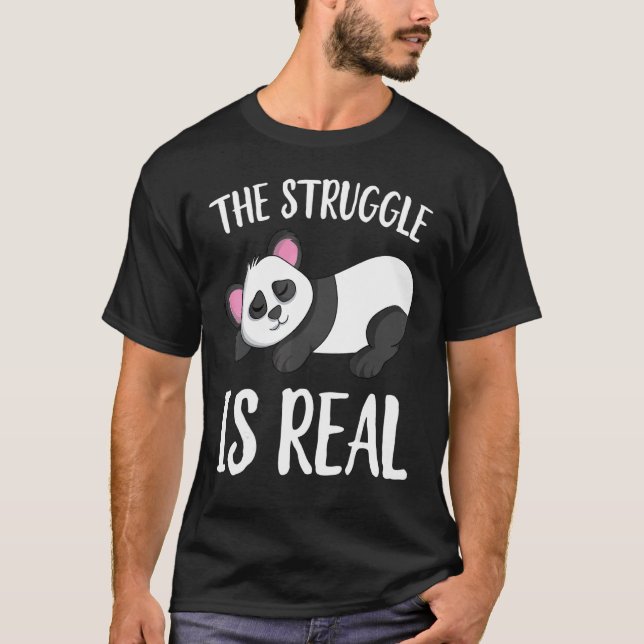 T-shirt La Lutte Est Véritable Panda Dormant (Devant)