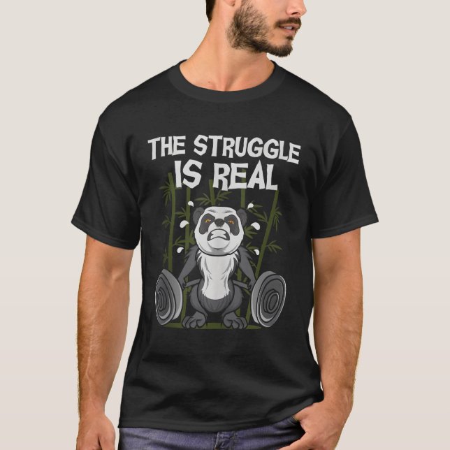 T-shirt La Lutte Est Véritable Poids Panda Bear Fitn (Devant)