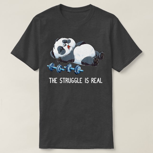 T-shirt La lutte est vrai Deadlift Funny Panda (Design devant)