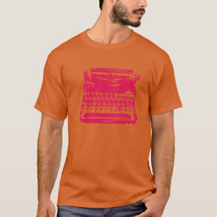 T-shirt la machine à écrire - rose chaud sur orange