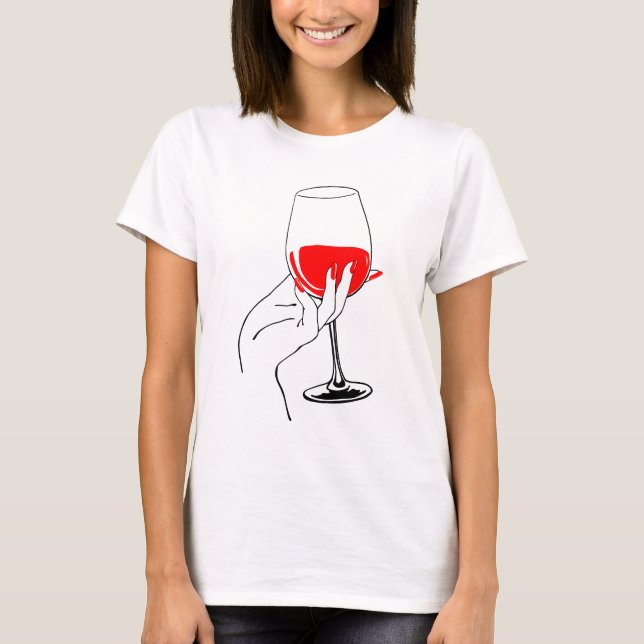 T-shirt La main des femmes tenant de l'art du verre de vin (Devant)