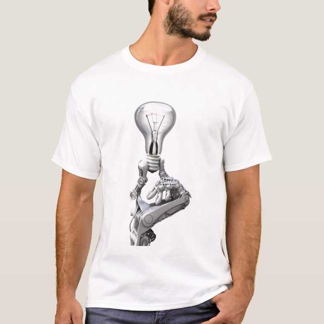 T-shirt La main du robot avec une ampoule (Devant)