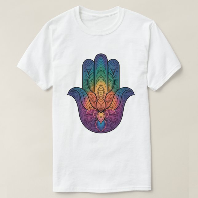 T-shirt la main Hamsa arc-en-ciel (Design devant)