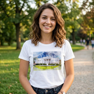 T-shirt La Maison Blanche à Washington DC Aquarelle