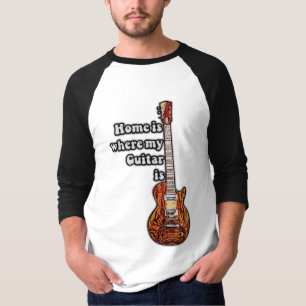 T-shirt La maison est où est ma guitare. guitare couleurs