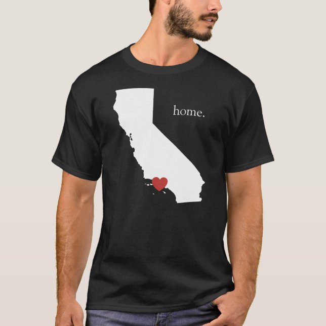 T-shirt La maison est où le coeur est - la Californie (Devant)