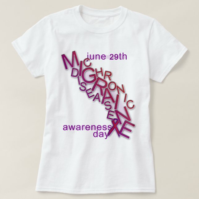 T-shirt La maladie chronique de migraine - conscience de (Design devant)