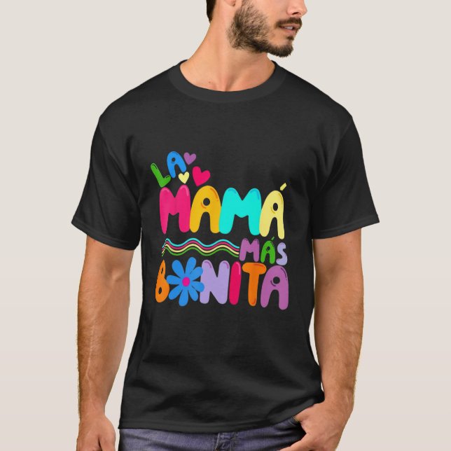 T-shirt La MaMa Mas Bonita Retro Groovy  Spanish Mothers D (Devant)
